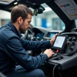 BMW Technician Diagnosing Car