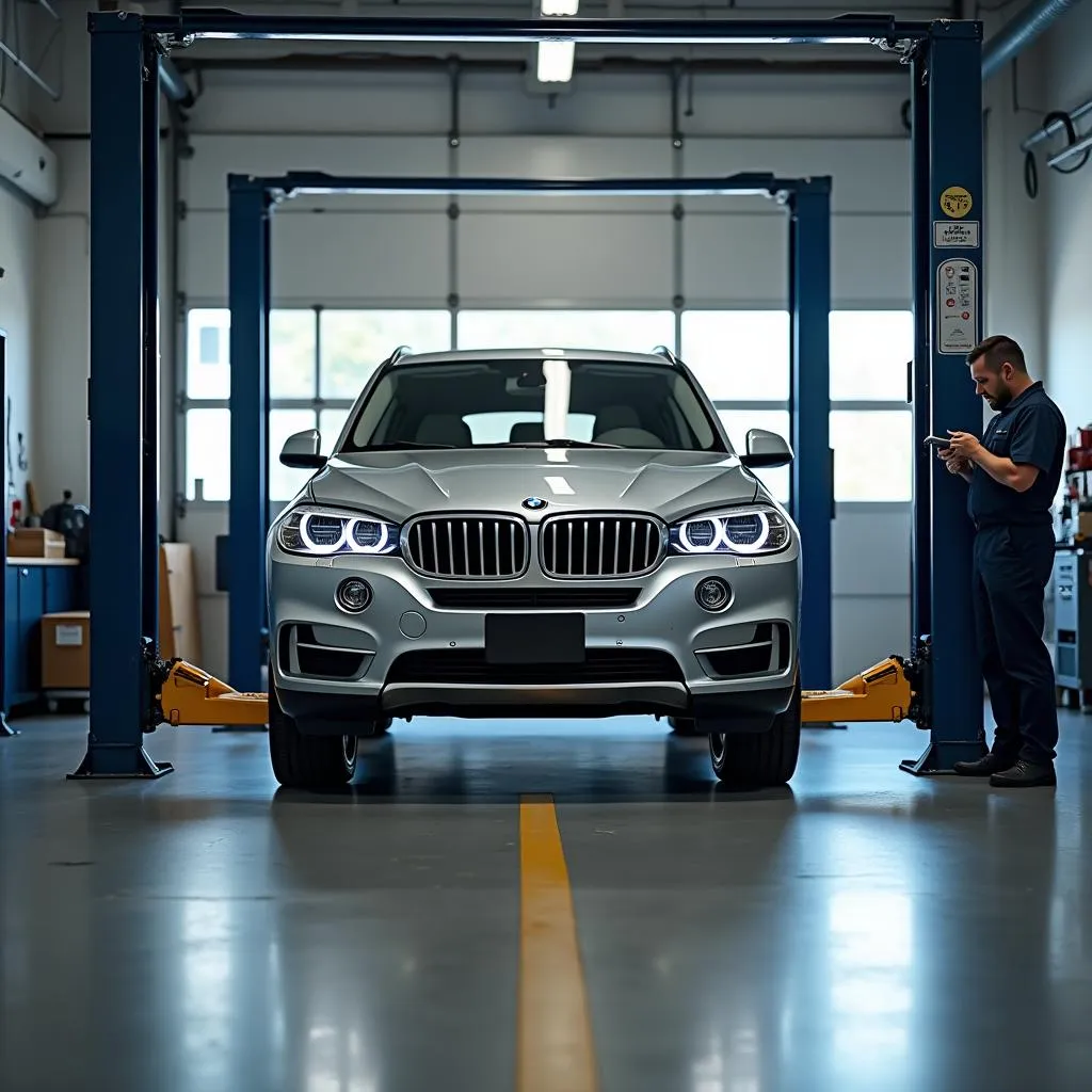 BMW Vehicle on a Lift for Maintenance