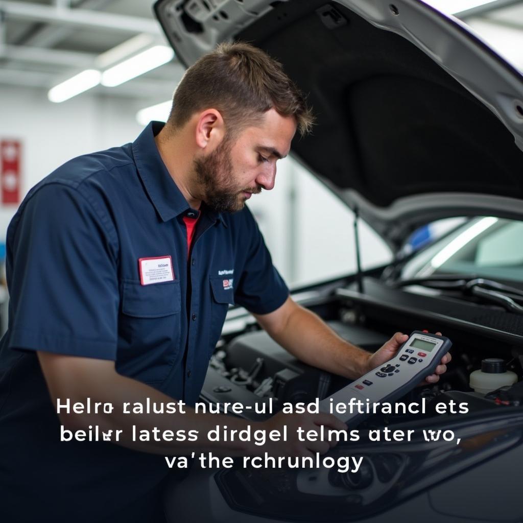 Skilled technician performing car diagnostics