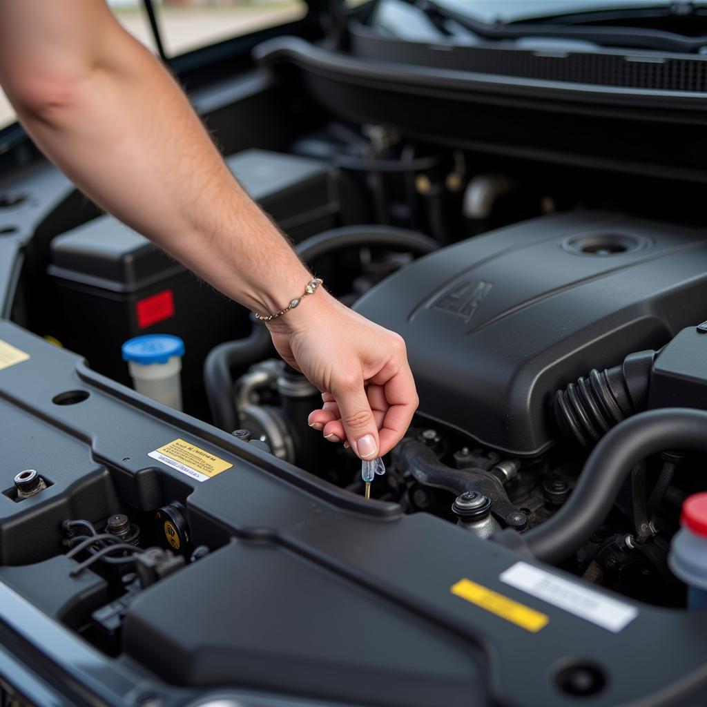 Checking brake fluid level in a car