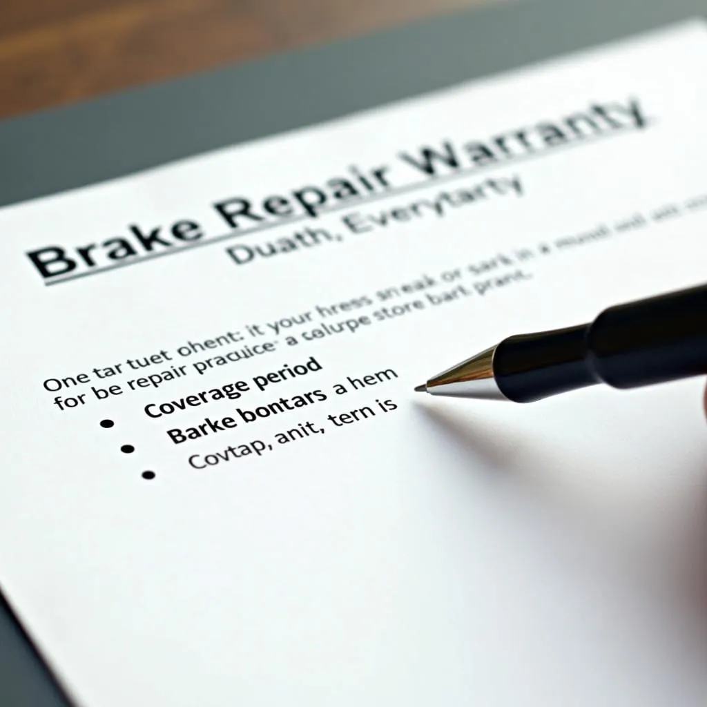 Car Repair Warranty Document