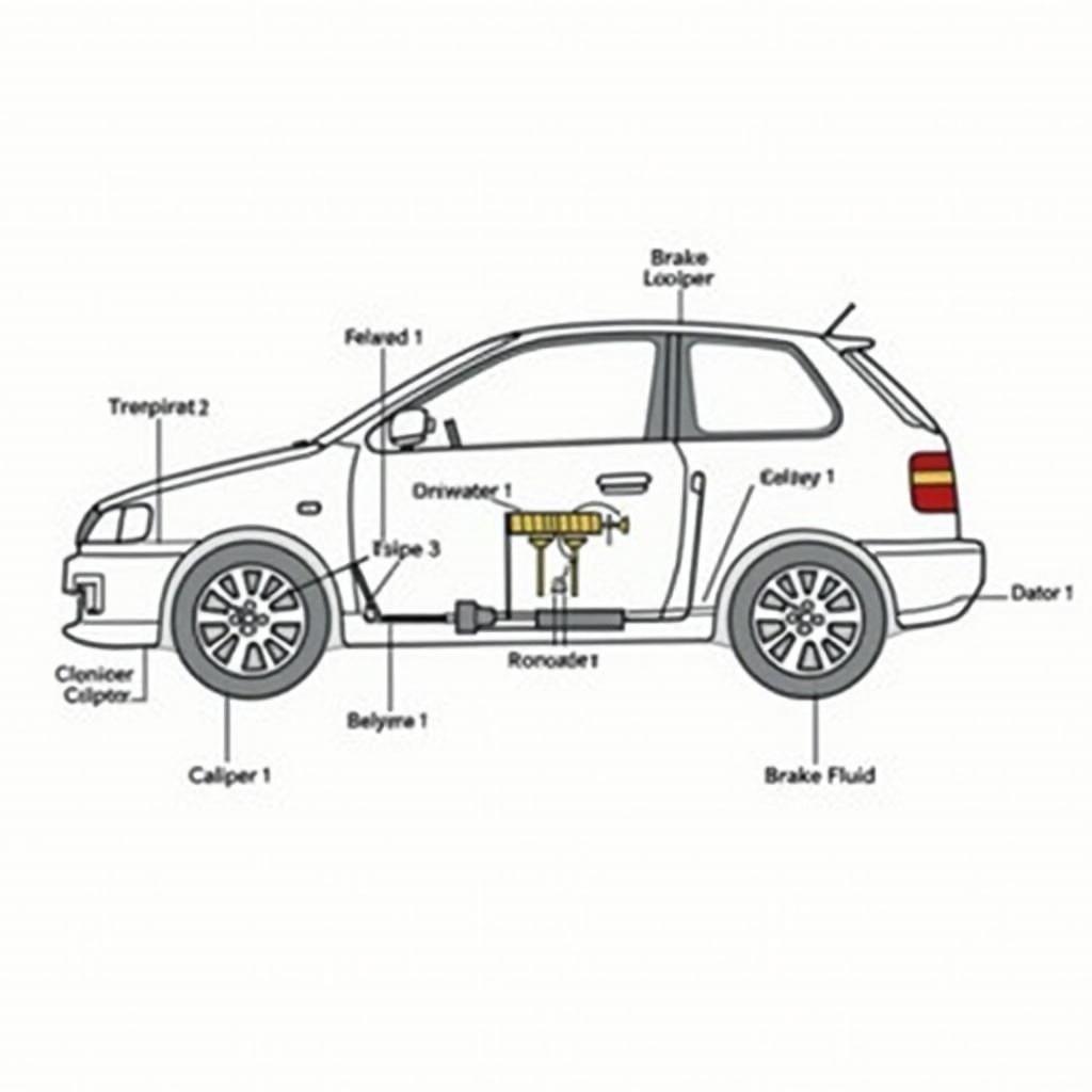 Diagram of car brake system components