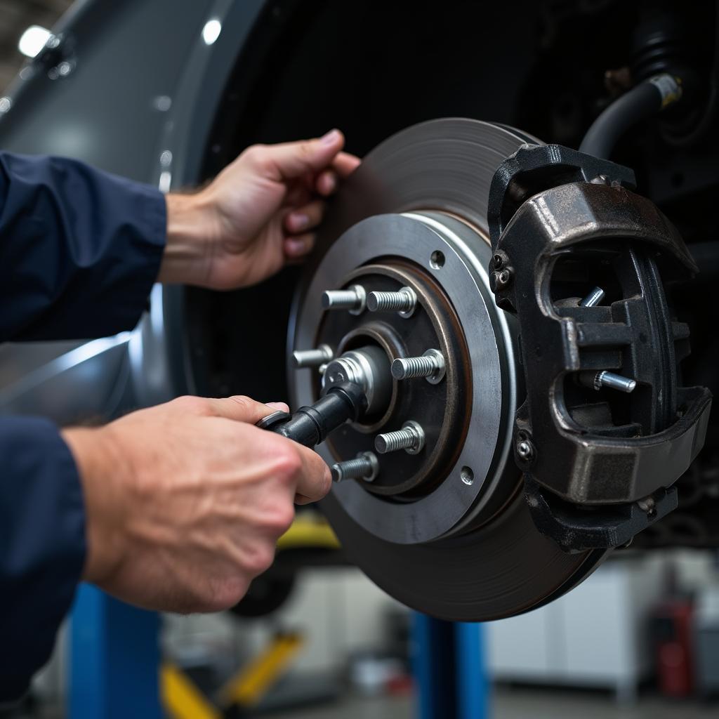 Mechanic Repairing Brake System