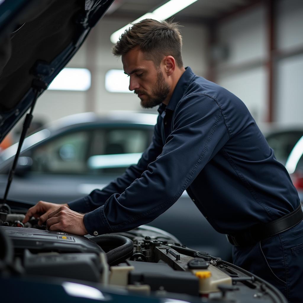 Brentwood Mechanic Working on a Car