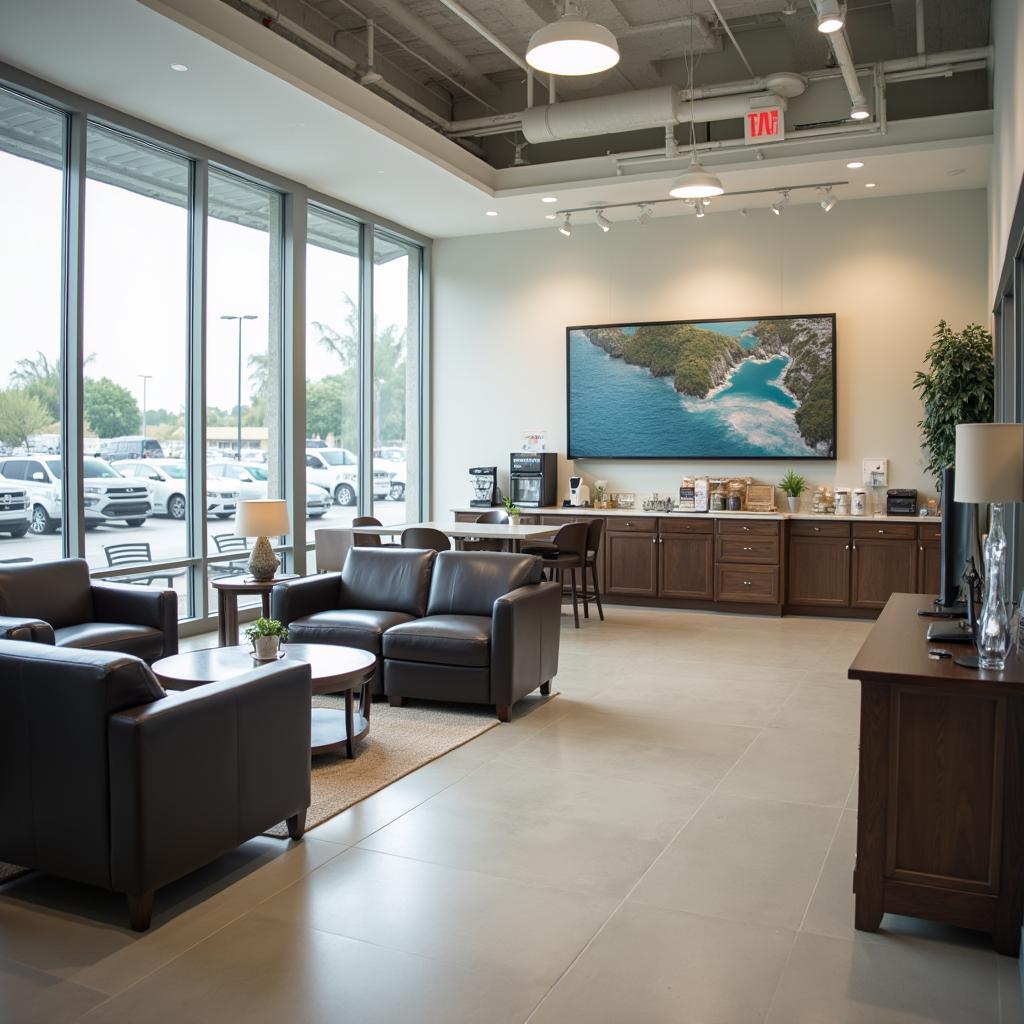 Comfortable customer lounge in a Brickell auto service center