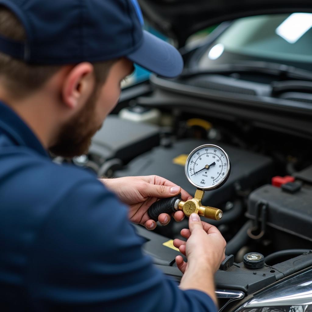 Brisbane mechanic checking car AC