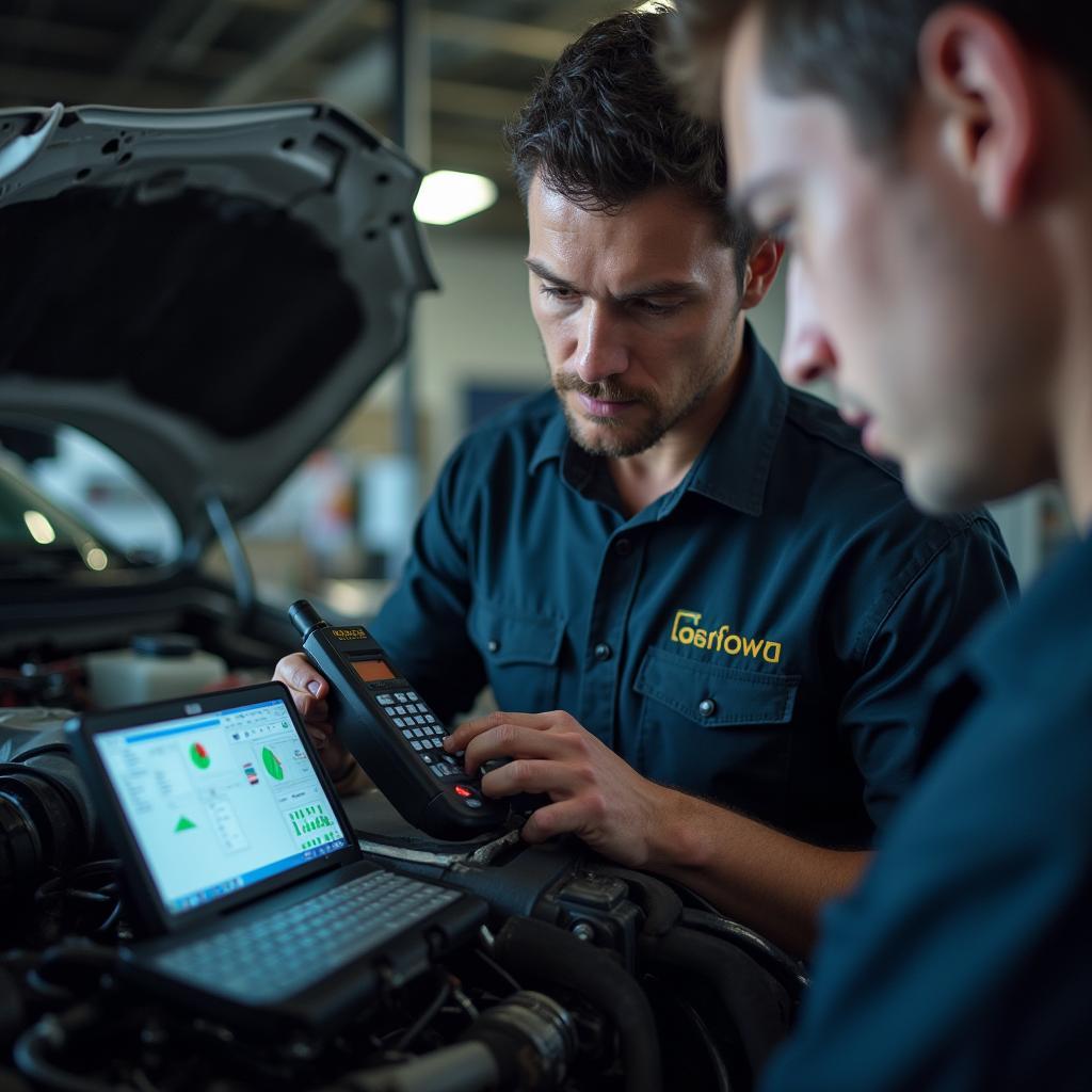 Bristow OK Mechanic Using Diagnostic Tool