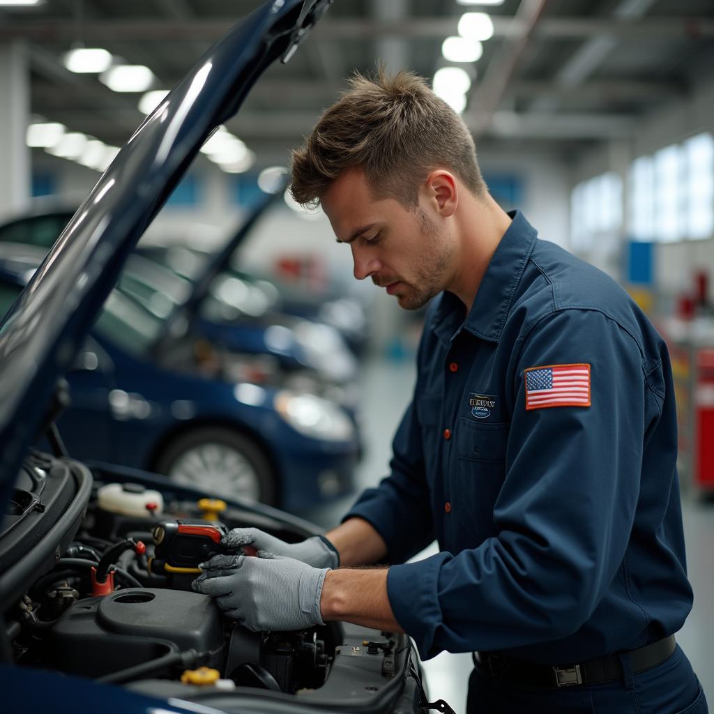 Brown's Auto Service Center technician working on a car