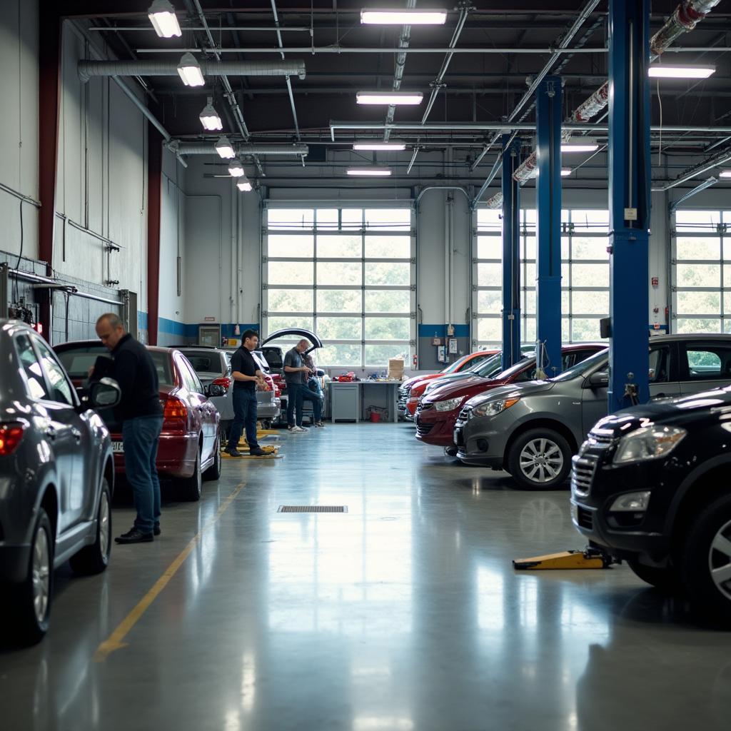 Inside a bustling auto service shop in Burnaby