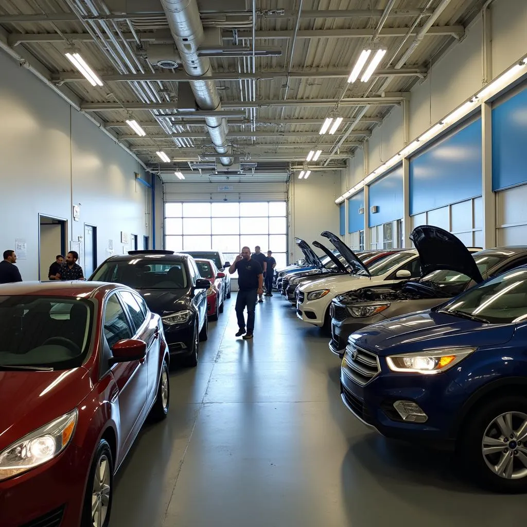 Busy Walmart Auto Care Center on Sunday