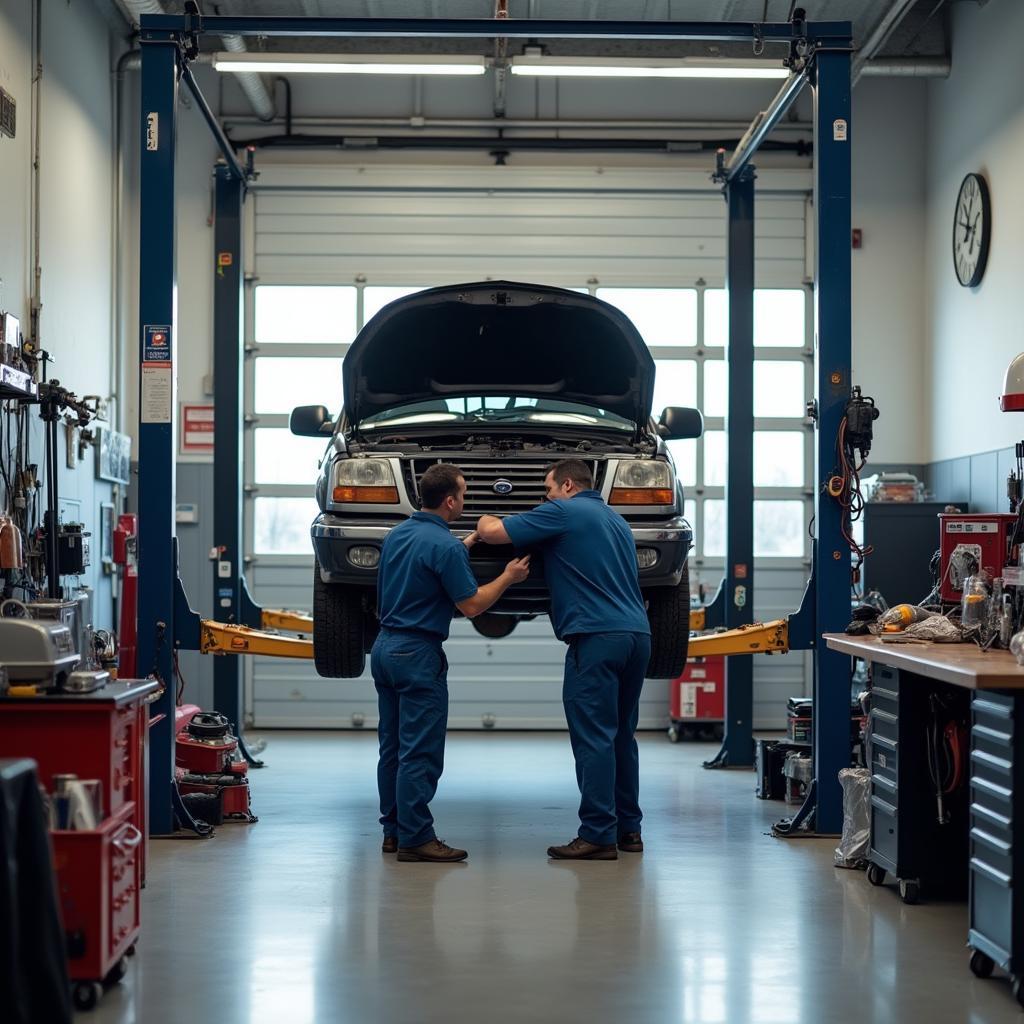 Car undergoing auto tune up service in Calgary