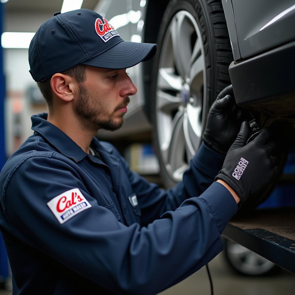 Cal's Tire & Auto Service Technician Working on a Car