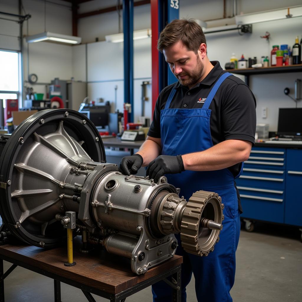 Mechanic repairing a car transmission in Cape Coral