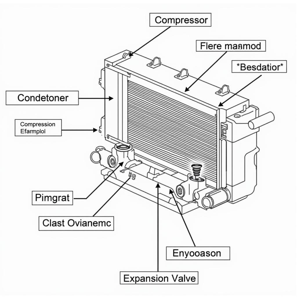 Detailed diagram illustrating the key components of a car's air conditioning system