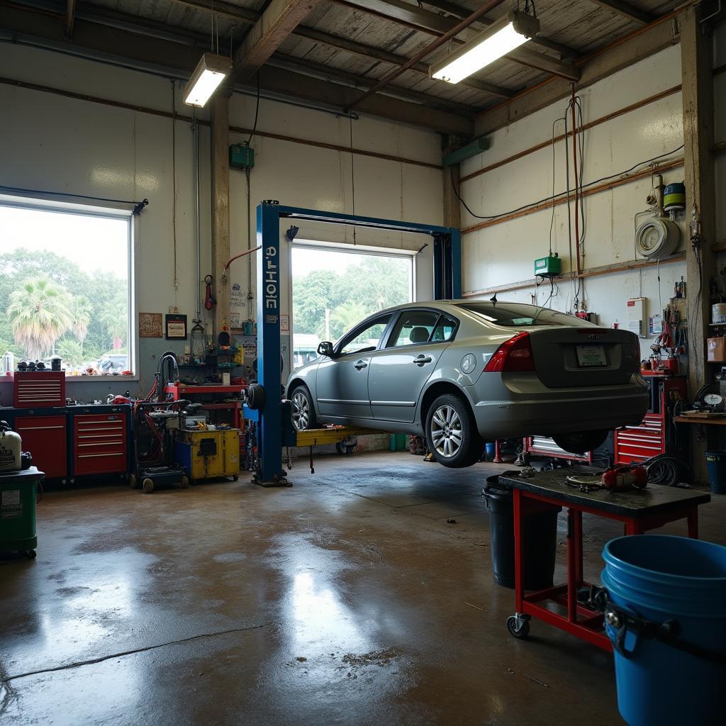 Repairing a car air conditioner in a shop in Indiantown, Florida