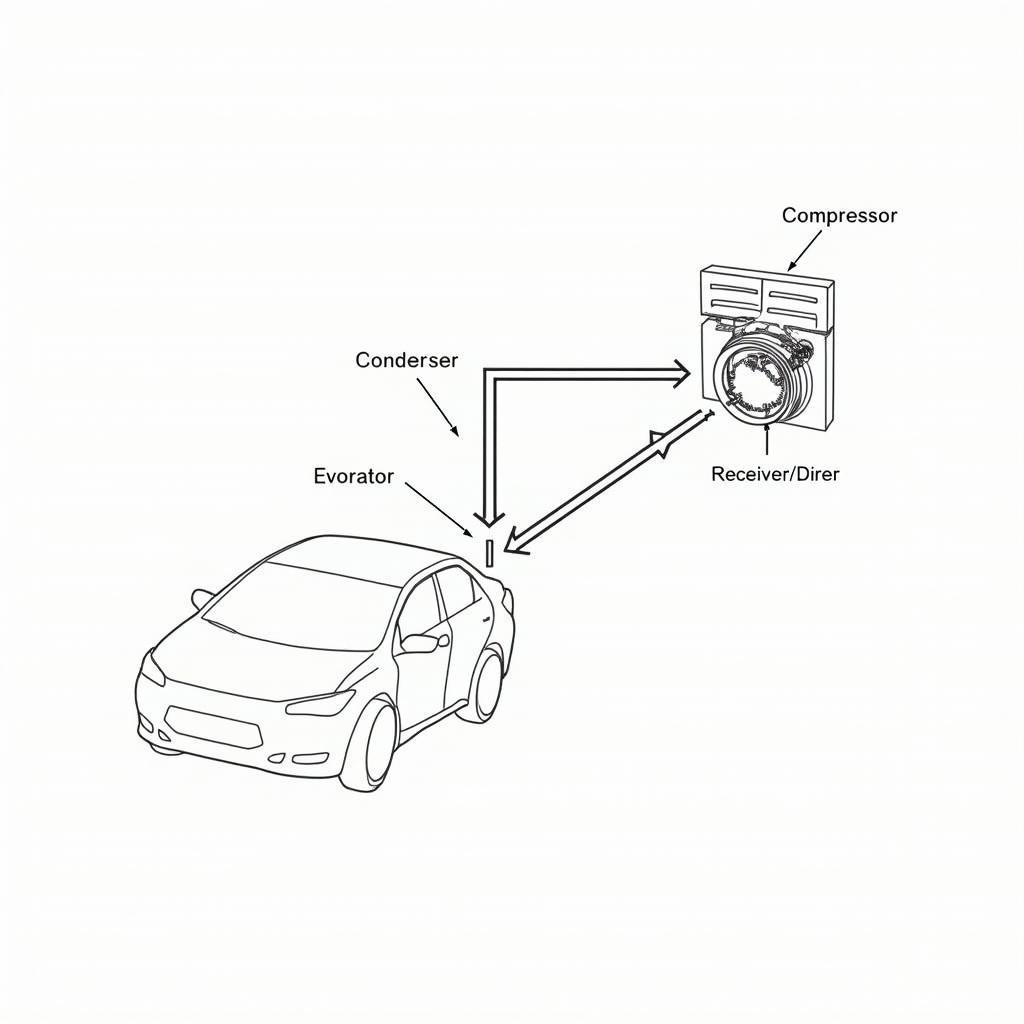 Diagram illustrating car AC system components