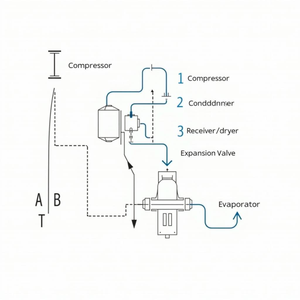 Diagram illustrating the components of a typical car AC system