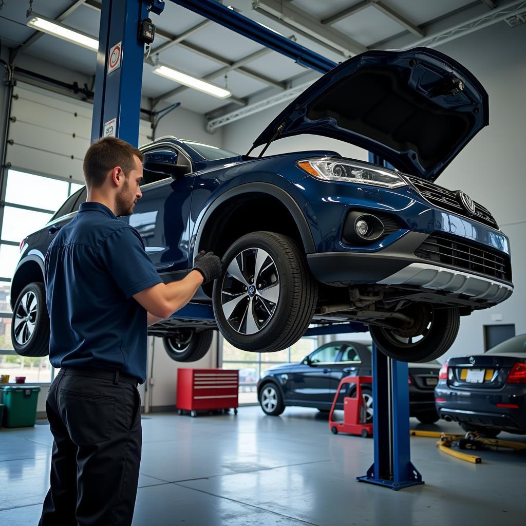 Car AC system maintenance in progress