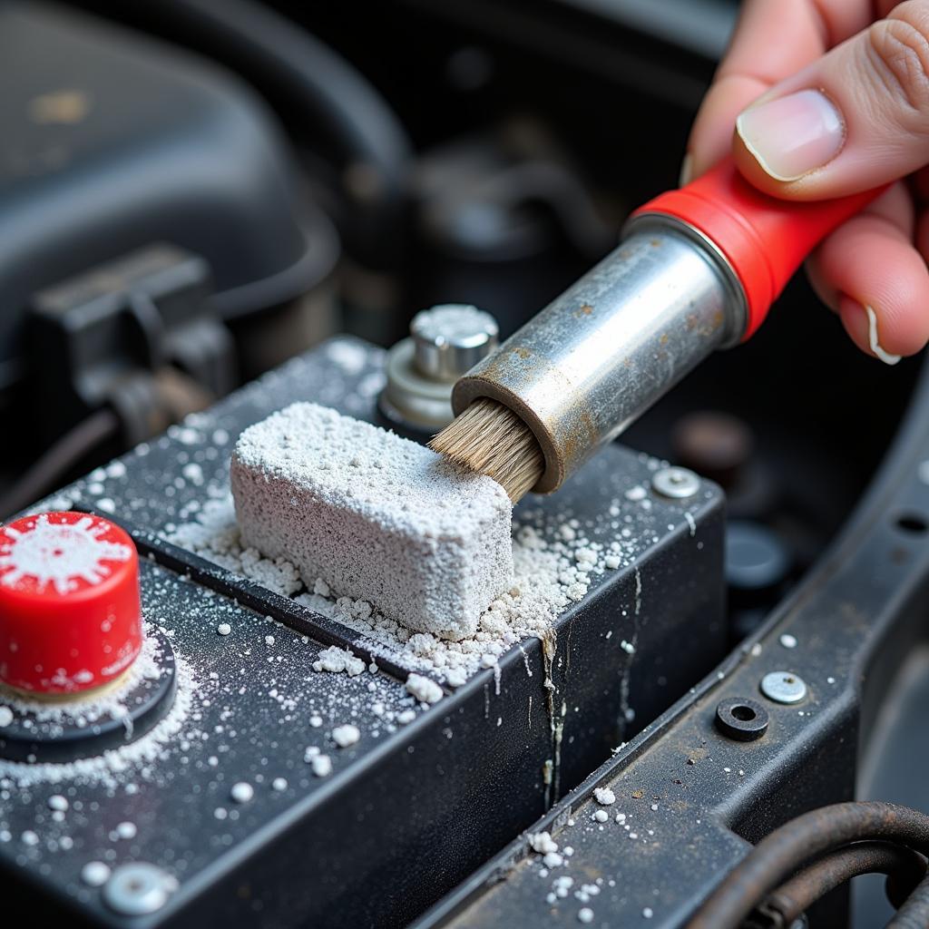 Inspecting a Car Battery for Corrosion