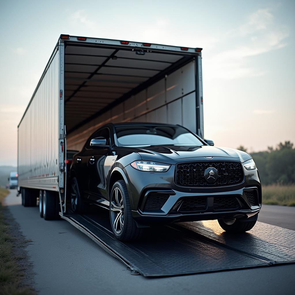 Car Being Loaded onto Transport Truck