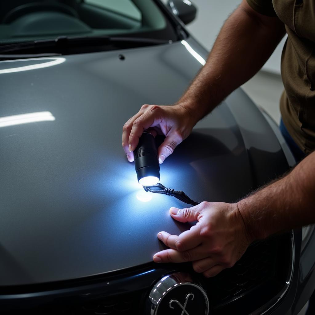 Assessing the Dent on a Car Bonnet