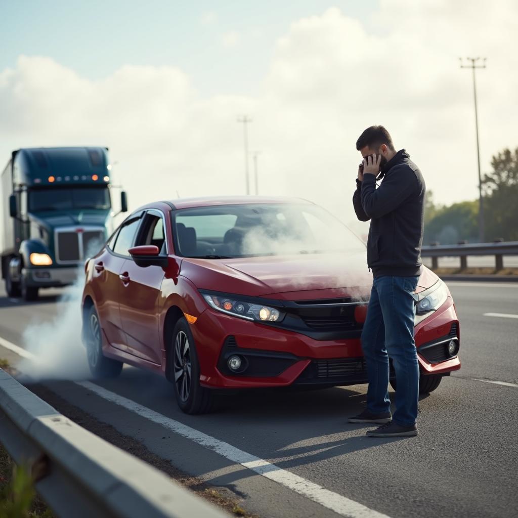 Car Broken Down on Highway