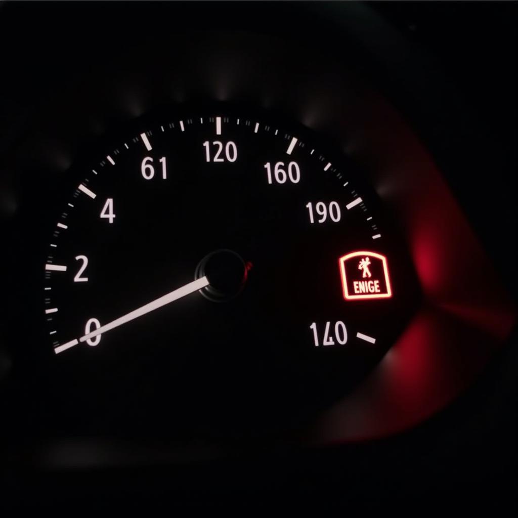 Car Dashboard with Check Engine Light On