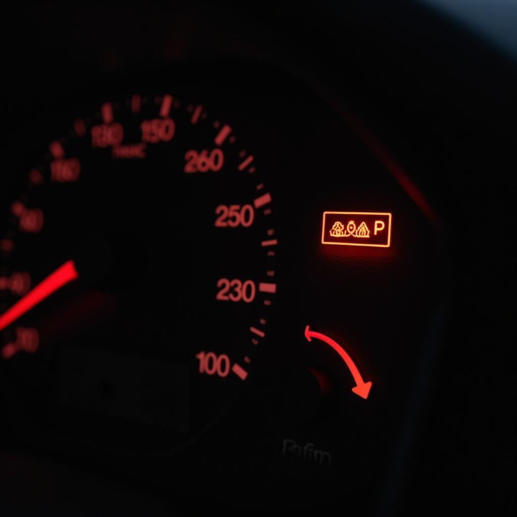 Car Dashboard Showing Warning Lights