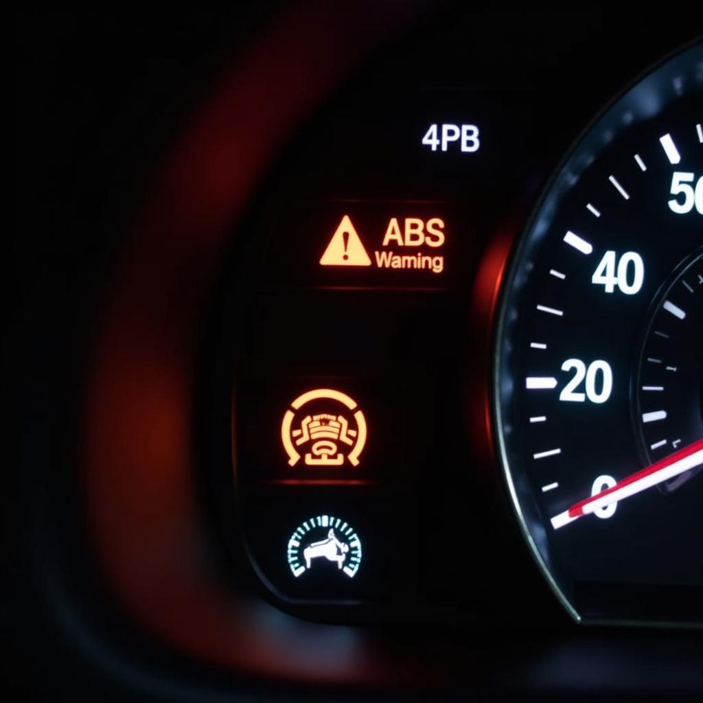 Car Dashboard Warning Lights Illuminated