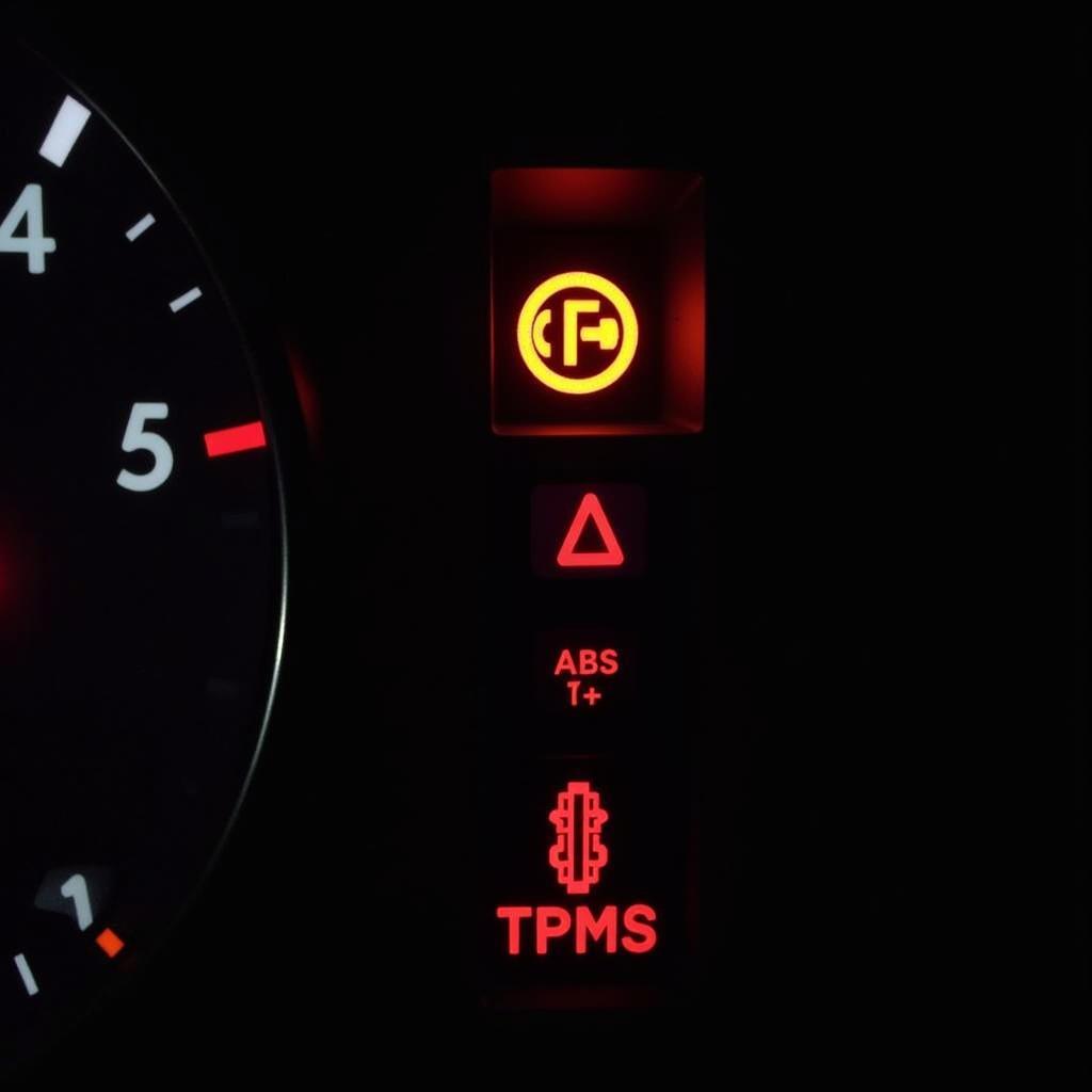 Car Dashboard Warning Lights Illuminated