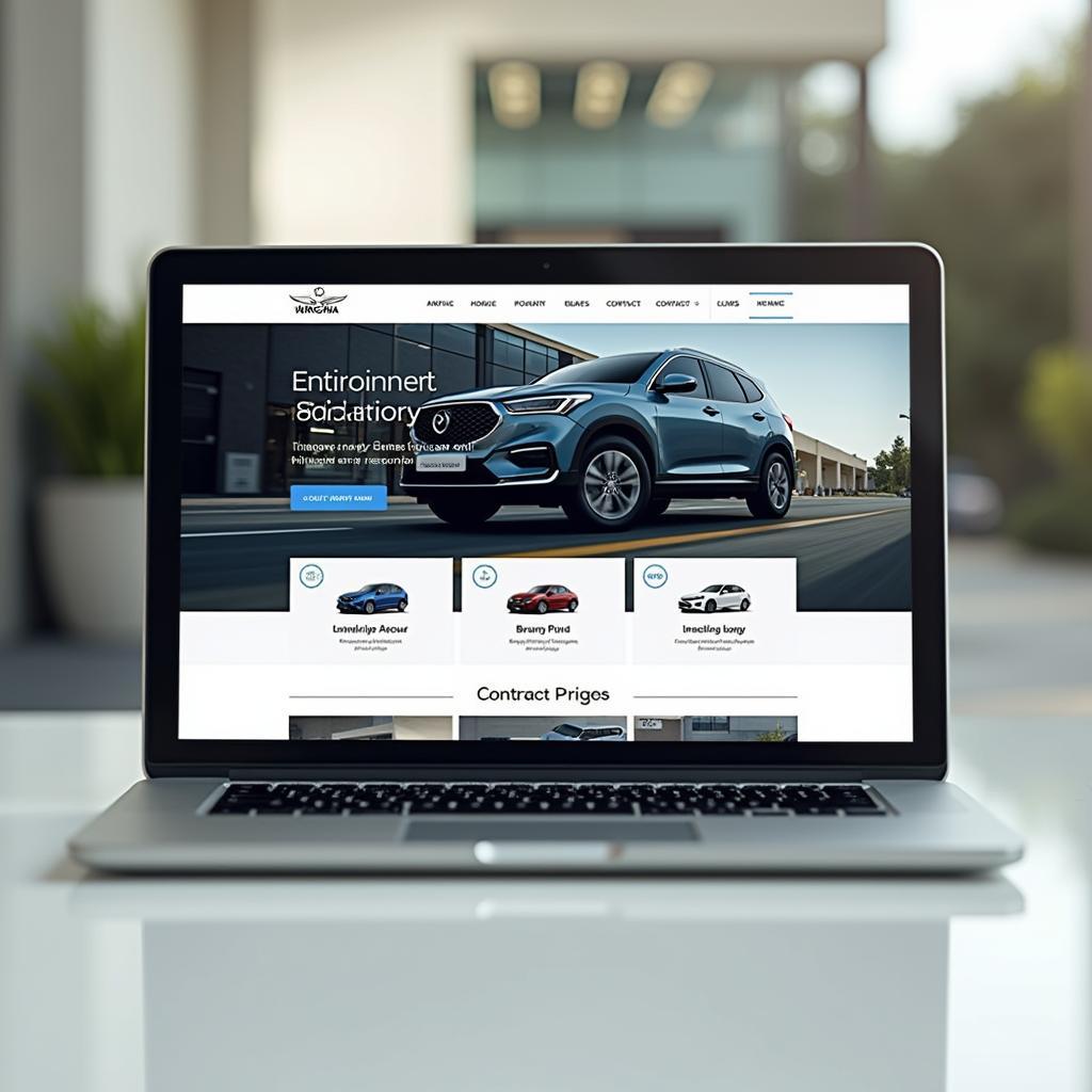 Modern Car Dealership Website on a Laptop 