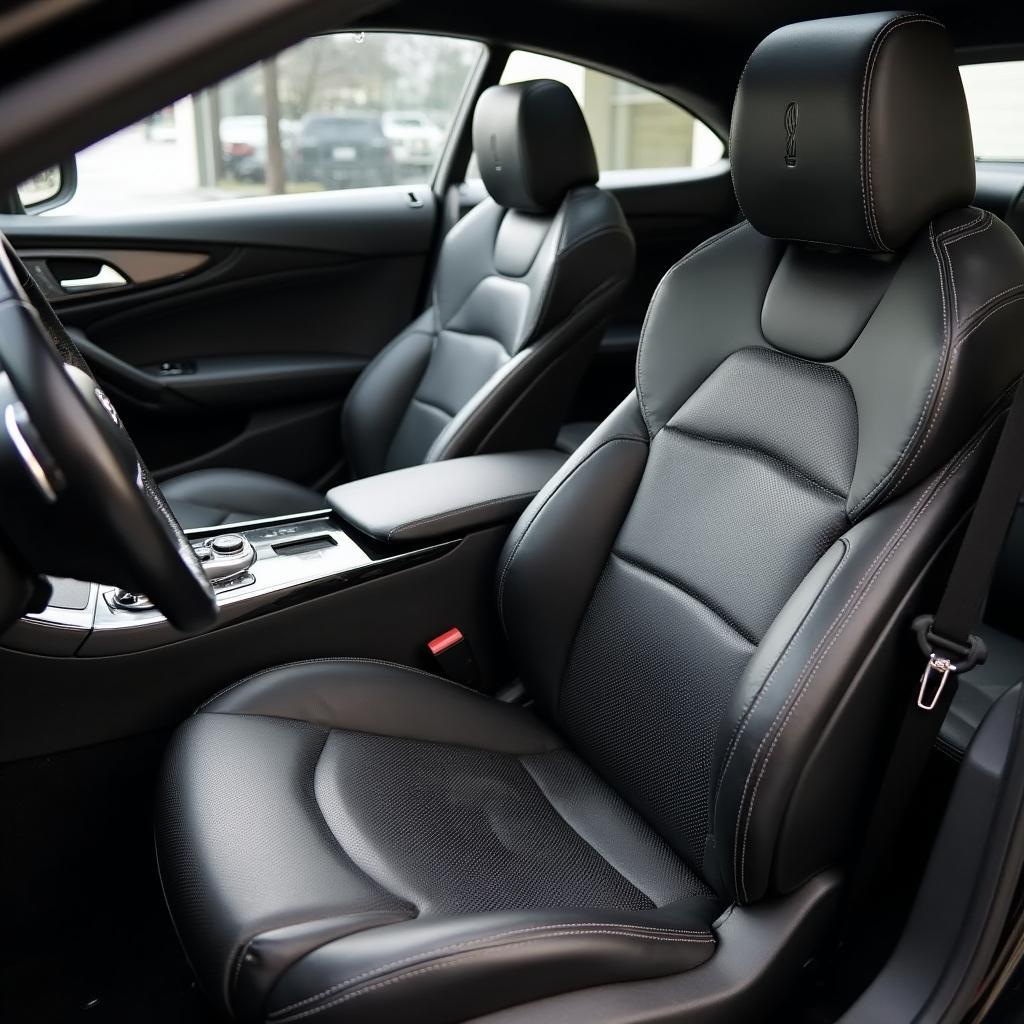 Car interior detailing with leather seats