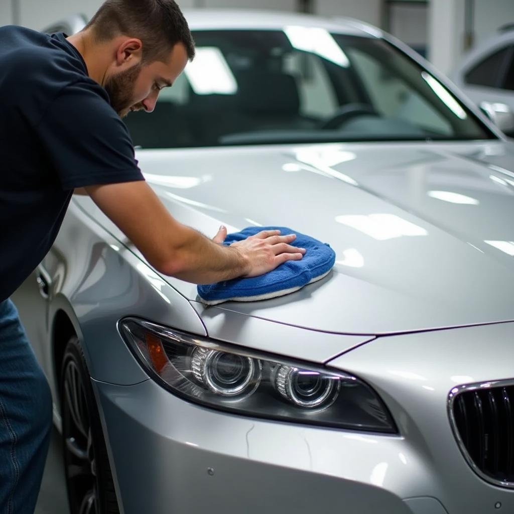 Car getting detailed at a Spokane auto shop