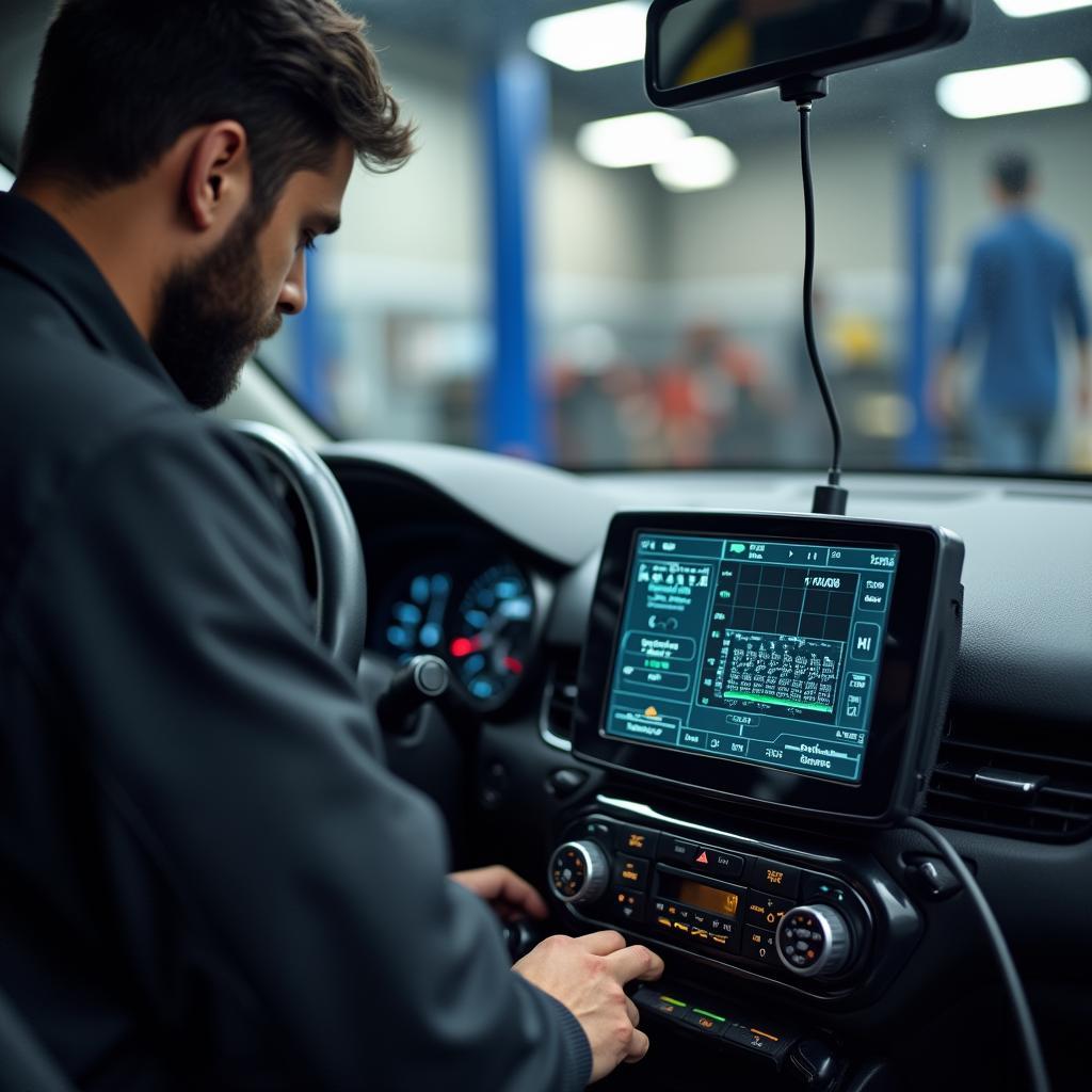 Advanced car diagnostic equipment in a Sector 4 service station