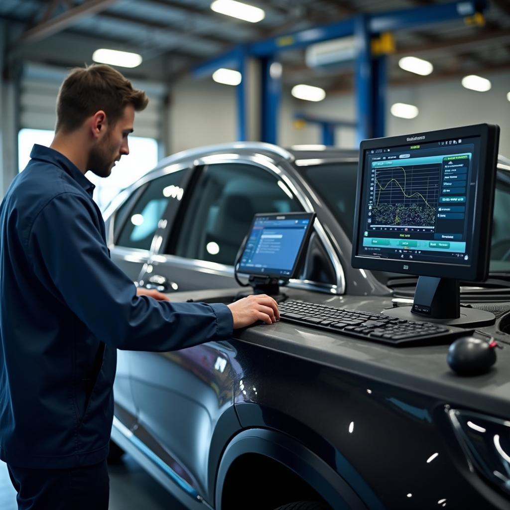 Car diagnostic equipment in a Wexford repair shop