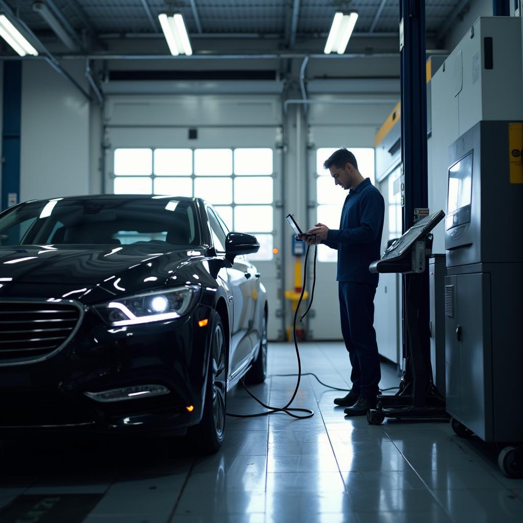 Car Undergoing Diagnostic Testing in Nieuw-Vennep