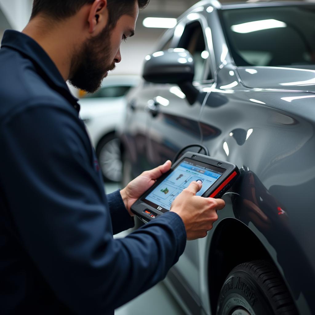 Car undergoing a diagnostic test in Cambridge