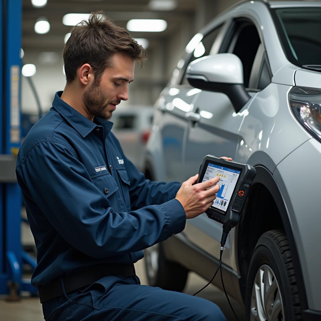 Car undergoing diagnostic test in Rogers Arkansas