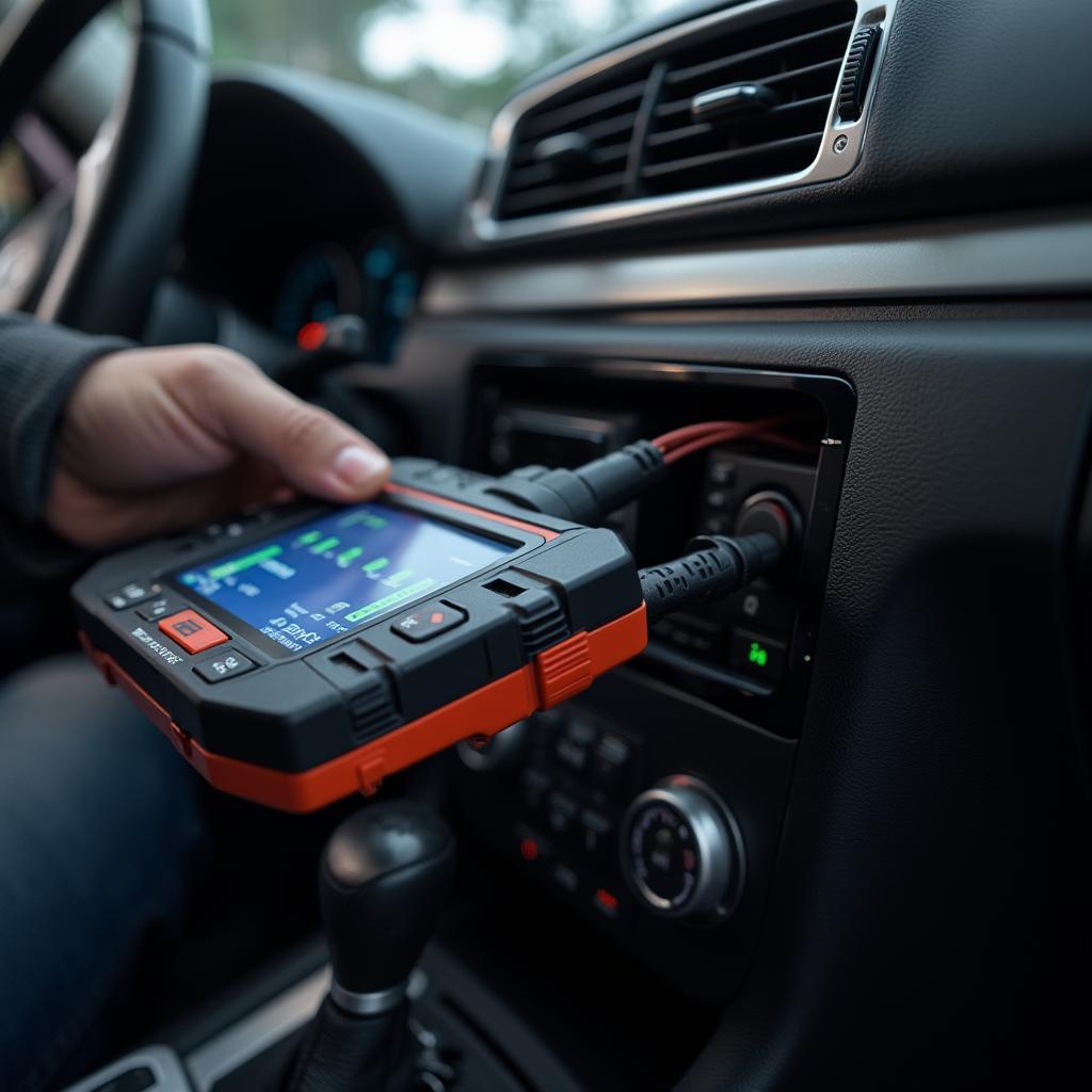 Advanced car diagnostic tools in use