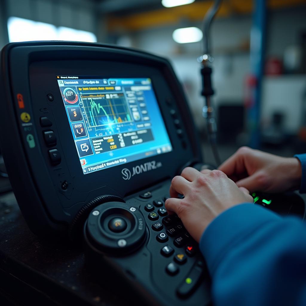 Modern car diagnostic tools in an Akron auto service center