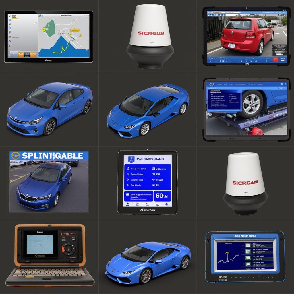 Assortment of modern car diagnostic tools used in an Alignable SB auto service