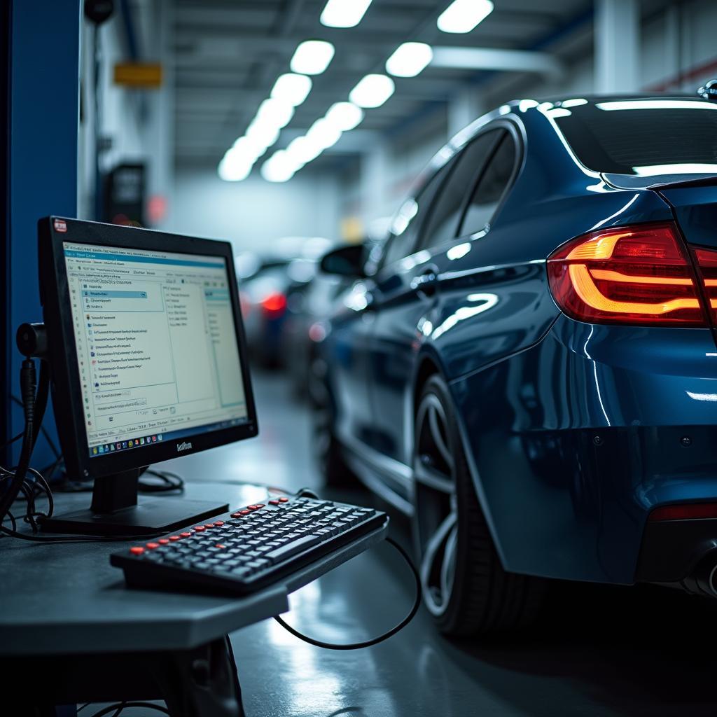 Car undergoing diagnostics at a Burnaby auto service center