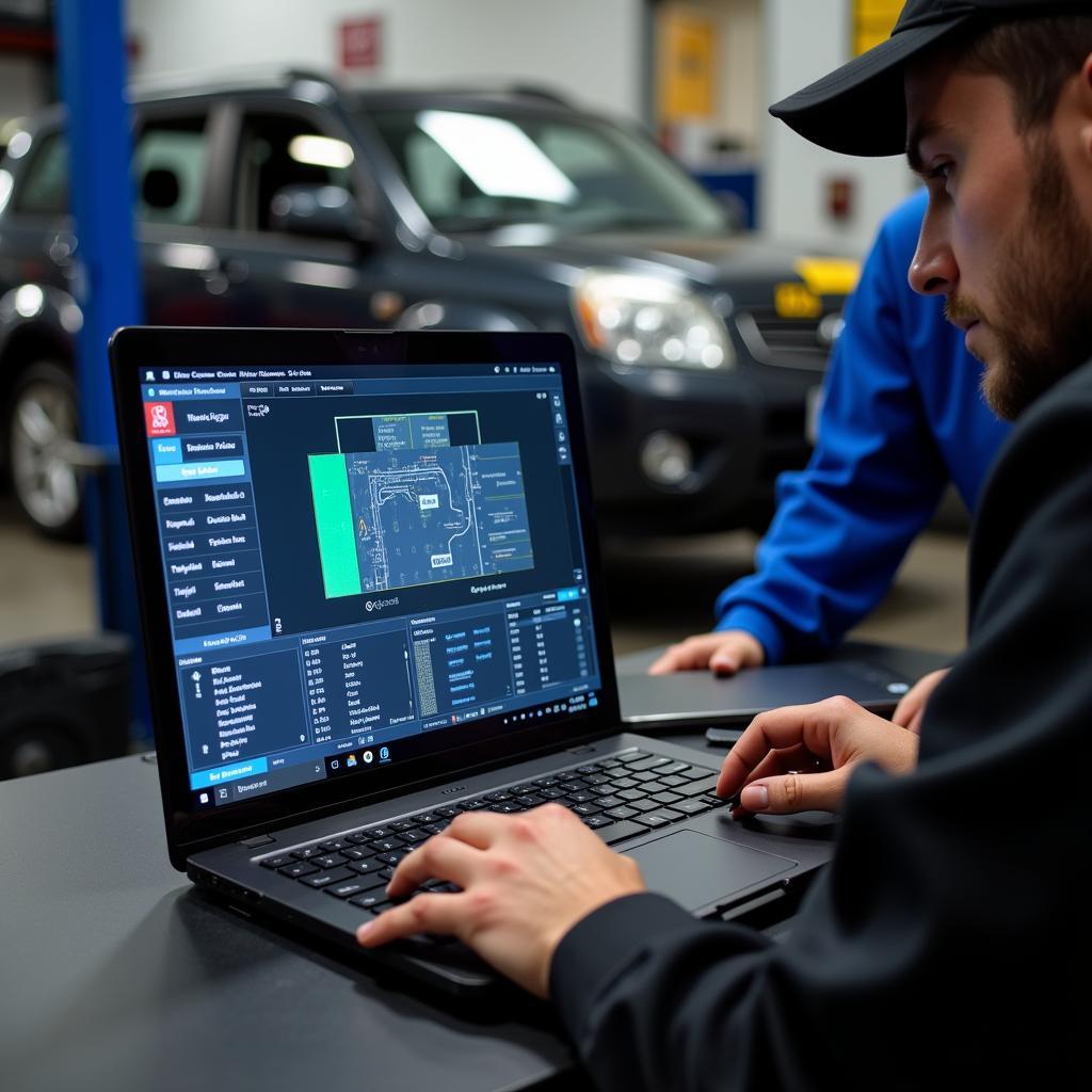 Modern car diagnostic equipment in a Calgary auto service center