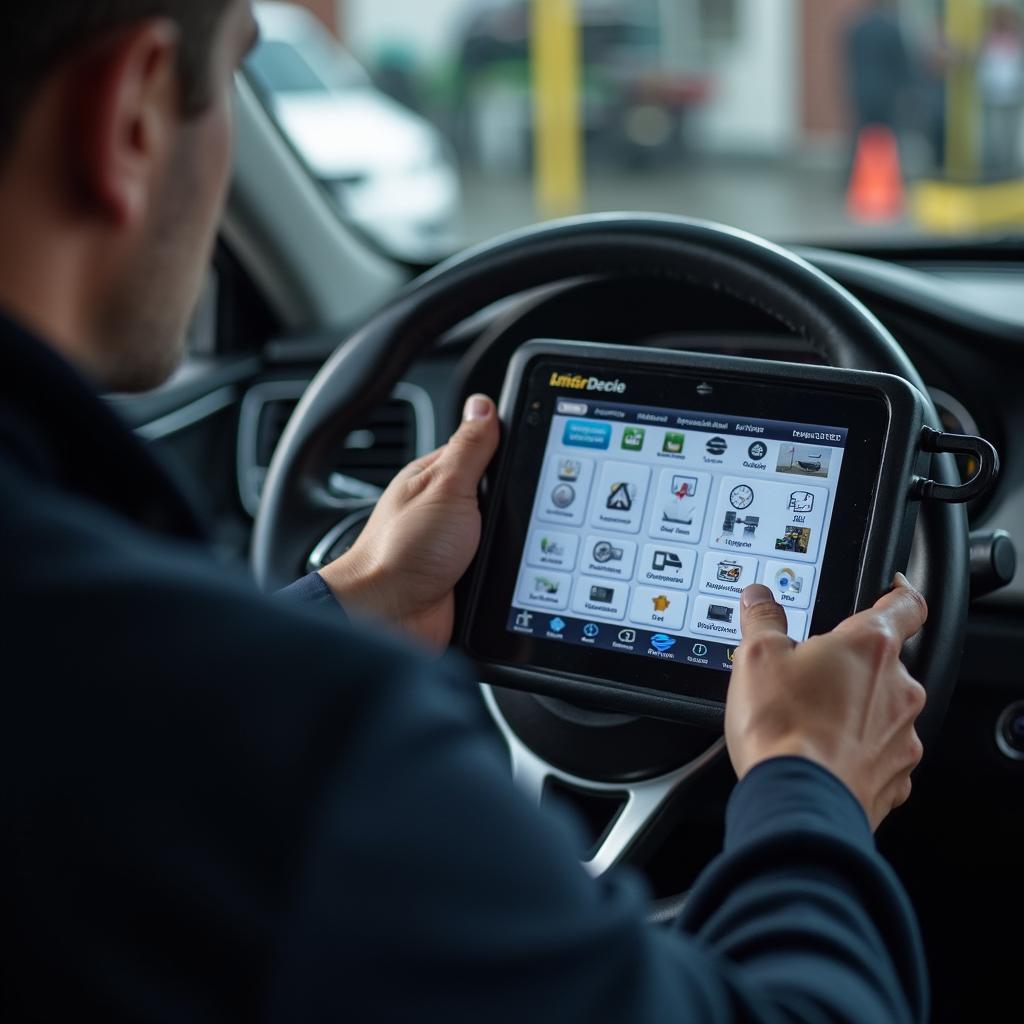 Modern Car Diagnostics Equipment in Use