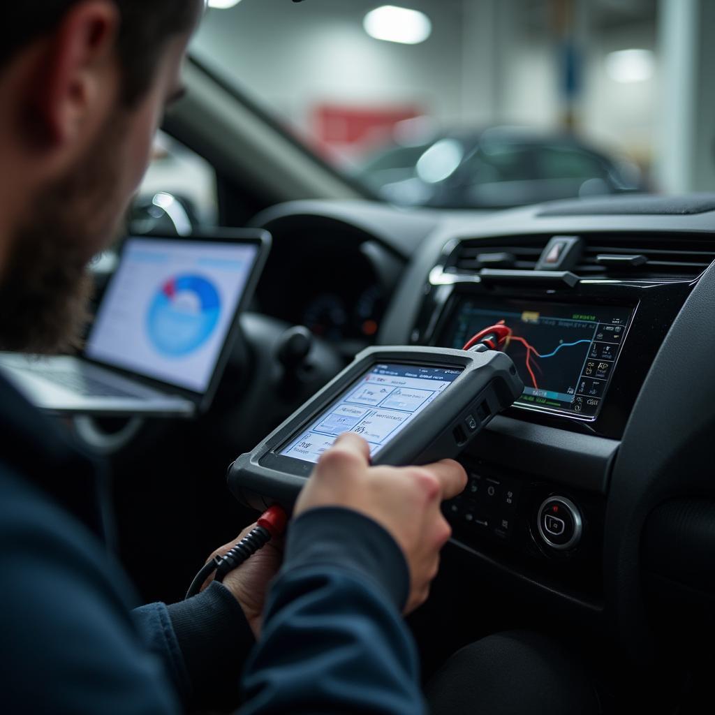 Car undergoing diagnostics in Winnipeg