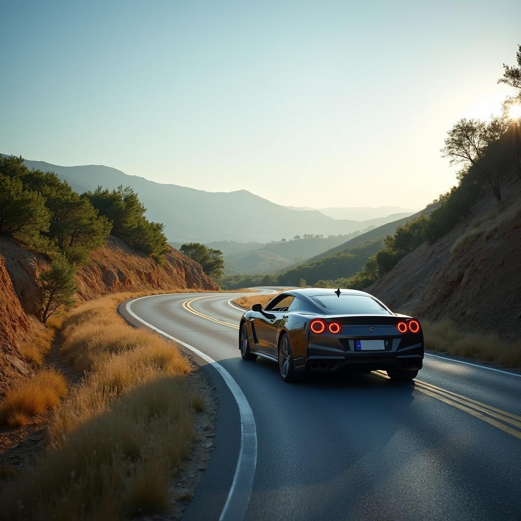 Car driving smoothly on a road in Boneo