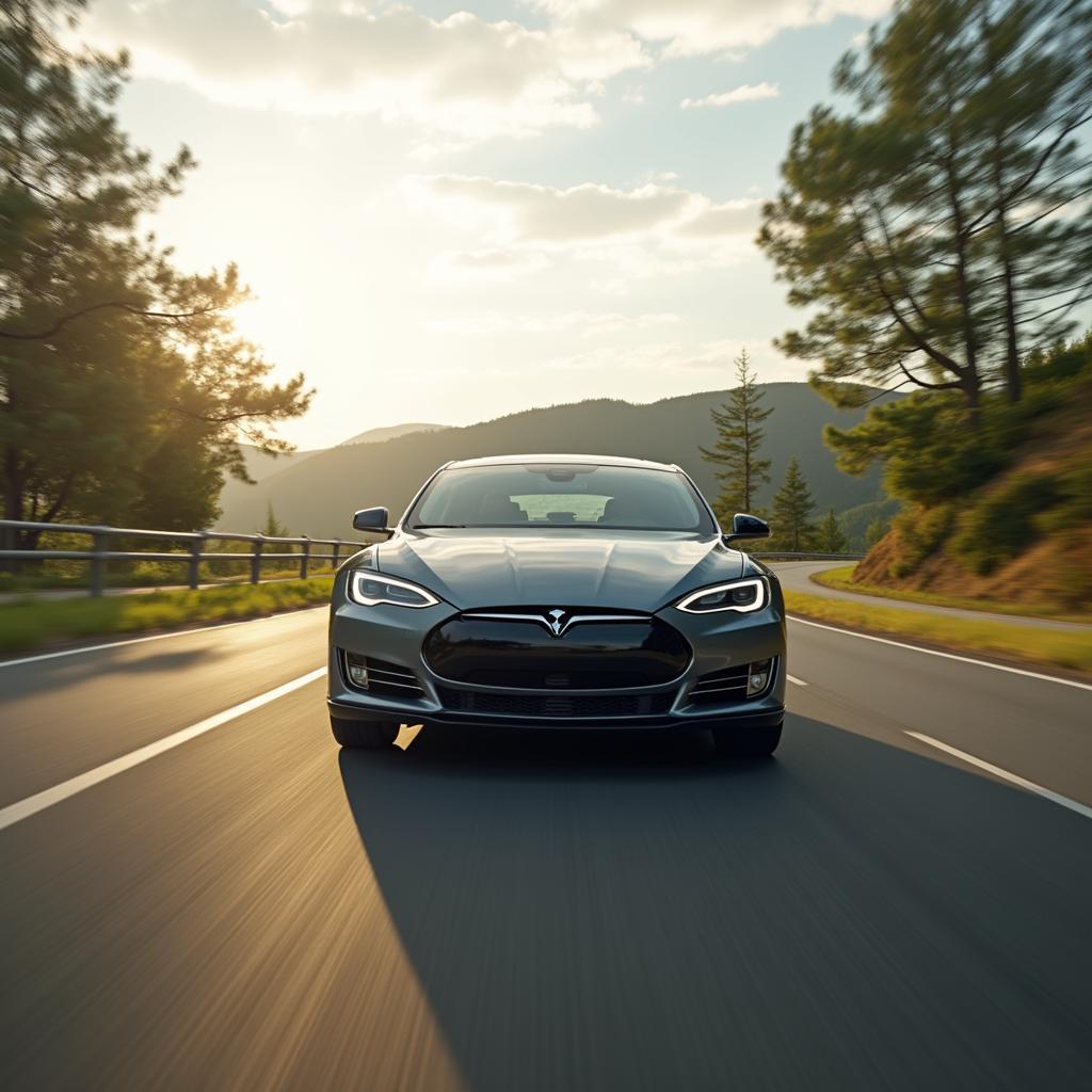  A car driving smoothly on a scenic road in Turnersville 