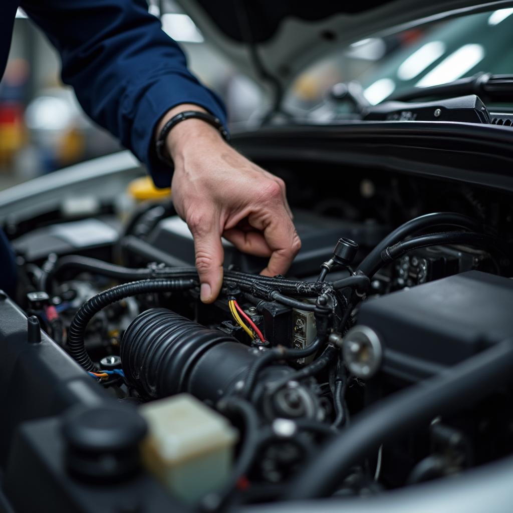  Inspection of car's electrical wiring in Bridgeman Downs