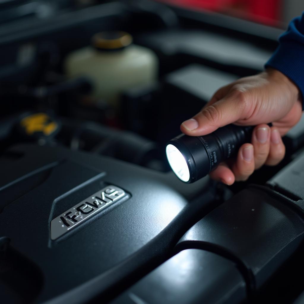 Mechanic inspecting a car engine