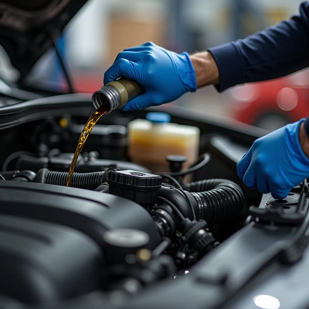 Car Engine Receiving Routine Maintenance Checkup